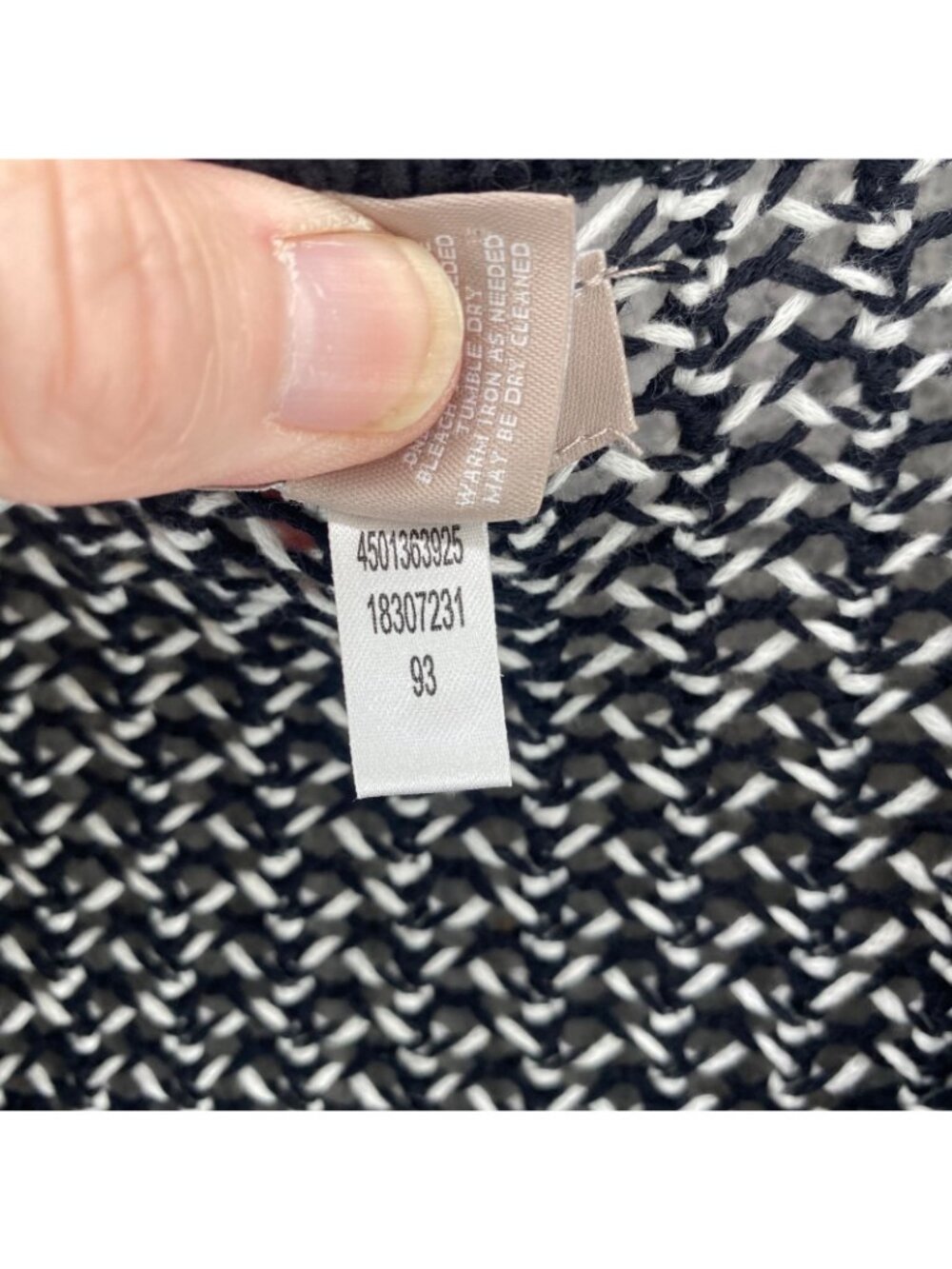 Chicos Sweater Women 2 US Large Black Stripes Open Knit 3/4 Sleeve Cotton Topper - Picture 7 of 10